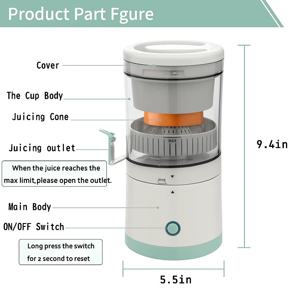 Orvion™ Electric Citrus Juicer – USB Rechargeable, Portable & Compact